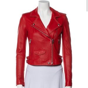 Rare Iro Red lambskin Leather Biker Jacket